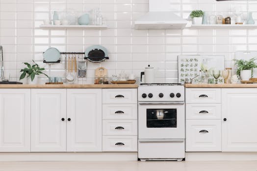 minimalist kitchen with plants