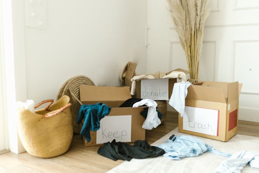 a cluttered room with items piled everywhere