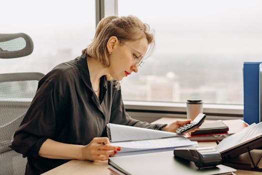 organized workspace with financial documents