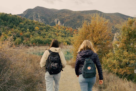 Backpackers enjoying a scenic view