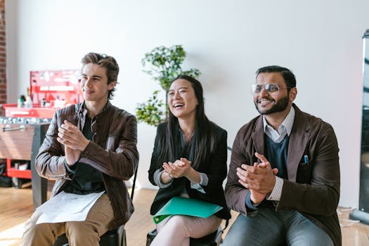 happy young professional celebrating financial goals