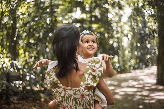 happy family enjoying a nature walk