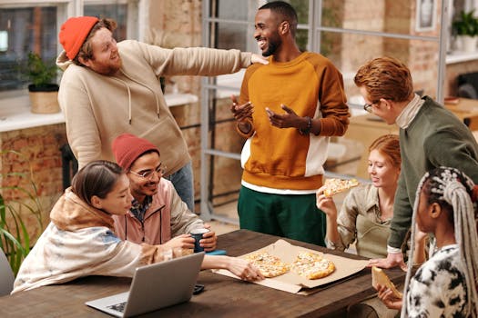 Image of a group of friends enjoying experiences together instead of shopping